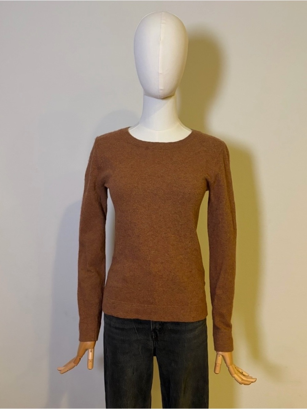 J.Crew Teddie Camel Brown Merino Wool Blend Crewneck Sweater S Classic Preppy